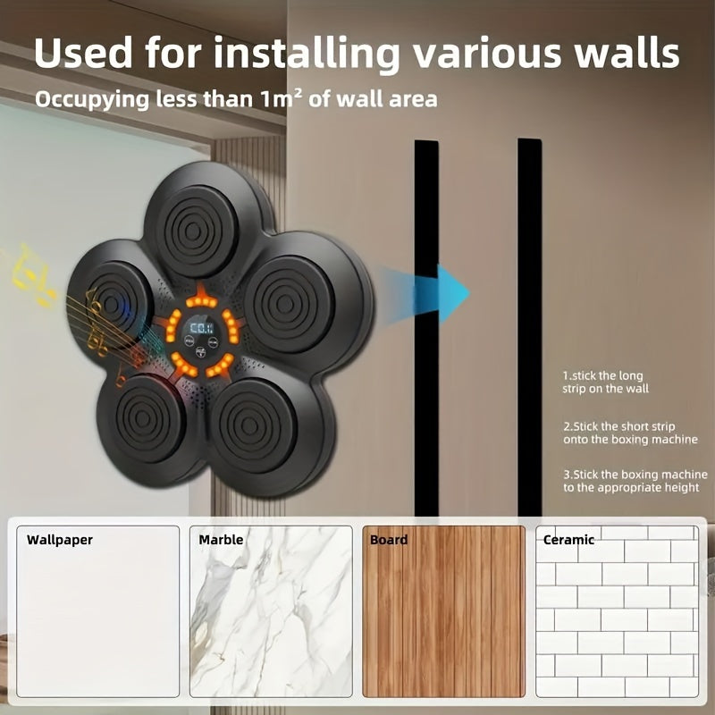 Music Boxing Machine, Rechargeable Boxing Equipment Wall Mount, Home Smart Boxing Target Exercise Machine, Electronic Focus Agility Training Digital Boxing